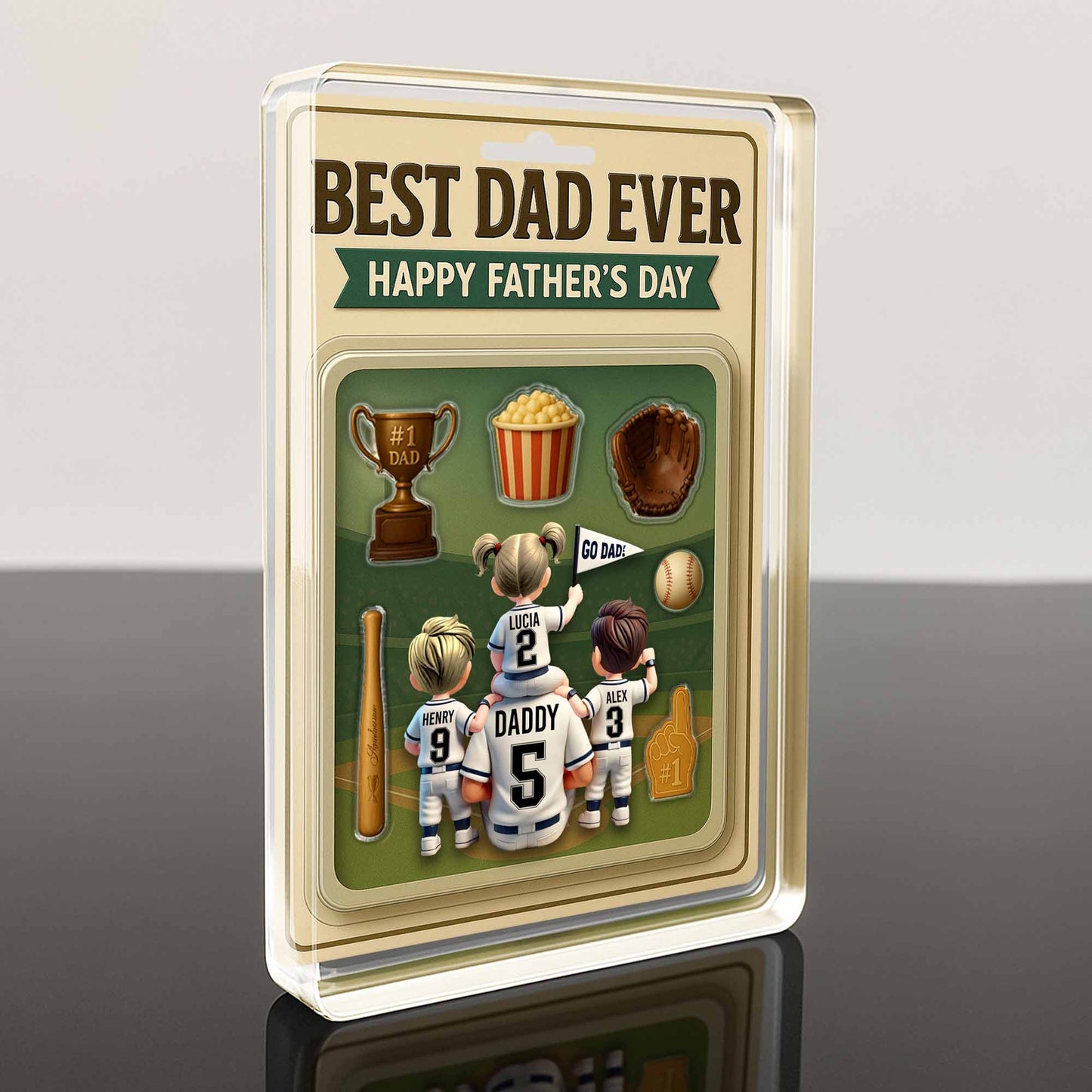 Best Dad Ever Happy Father's Day, Trophy and Baseball Glove