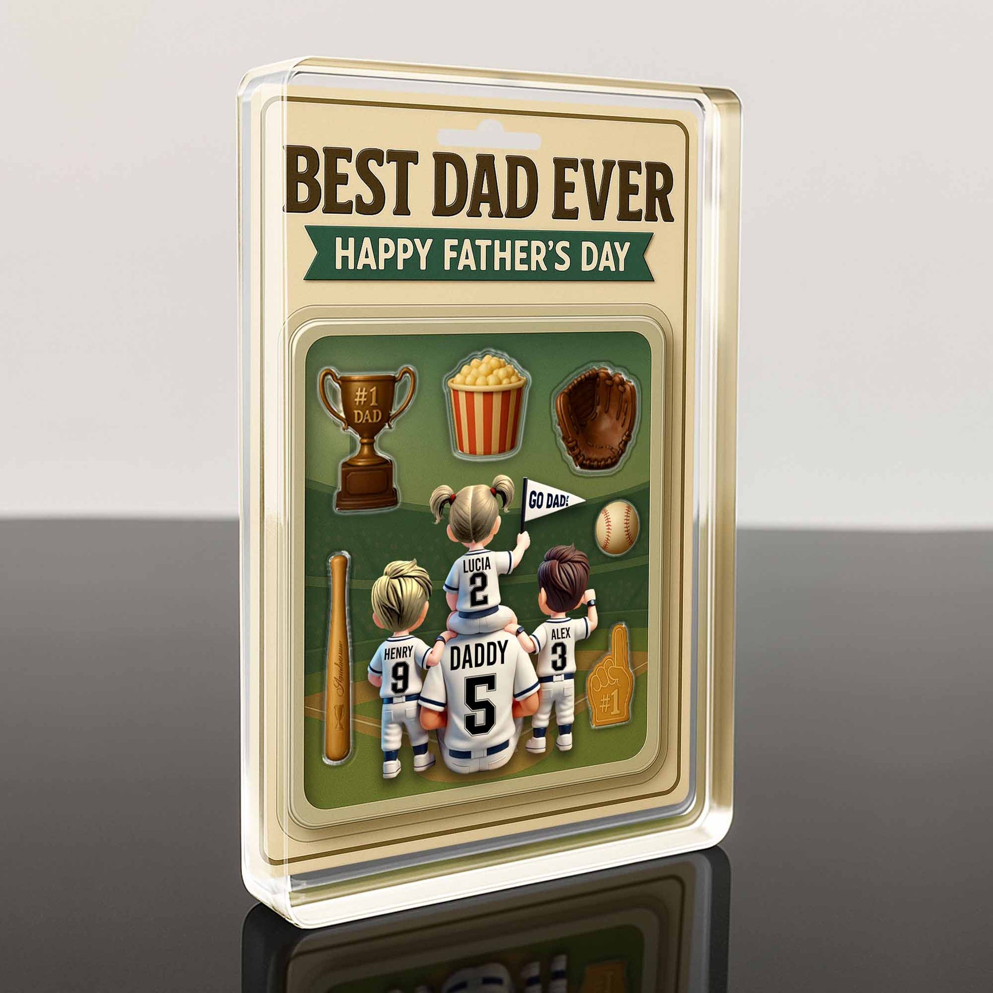 Best Dad Ever Happy Father's Day, Trophy and Baseball Glove