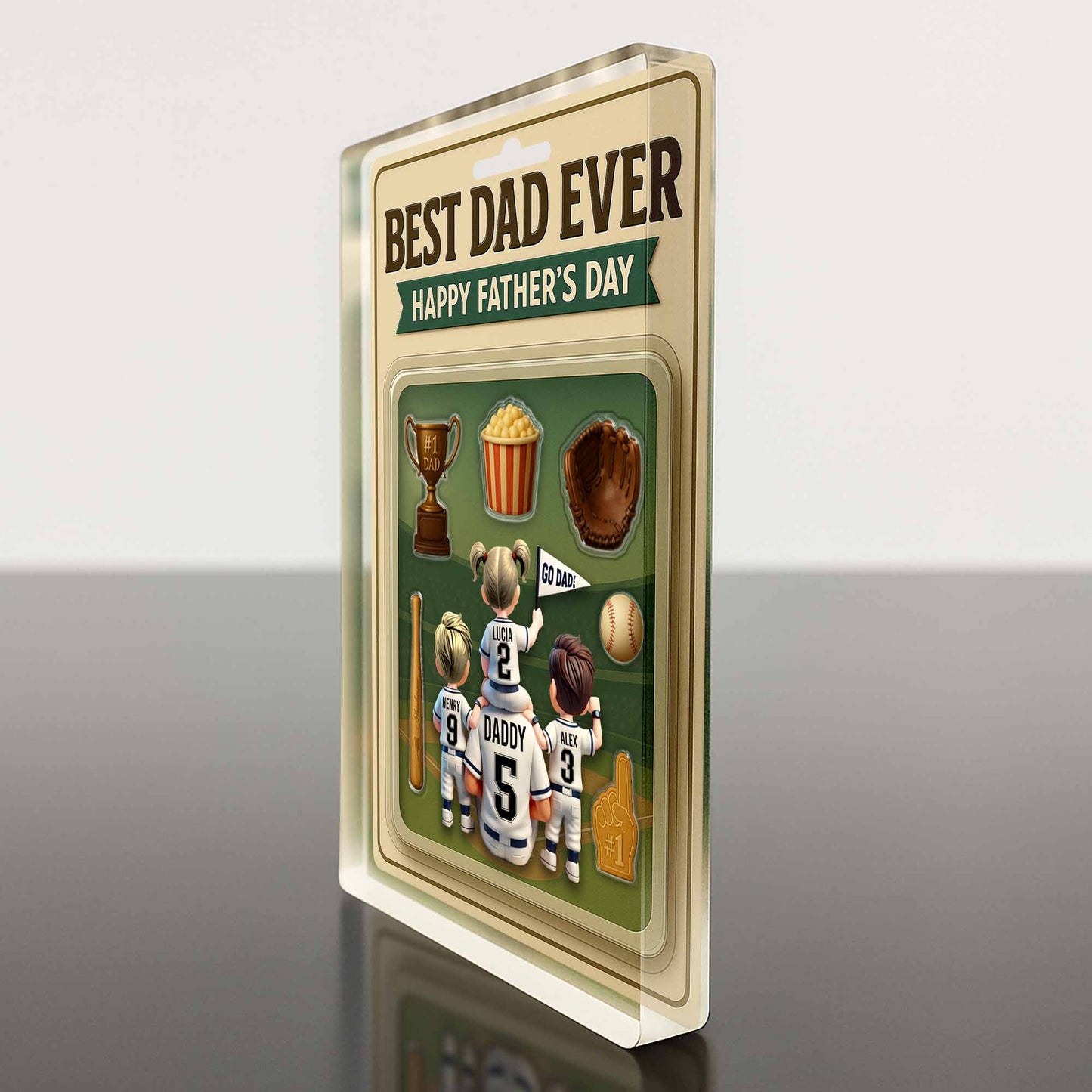 Best Dad Ever Happy Father's Day, Trophy and Baseball Glove