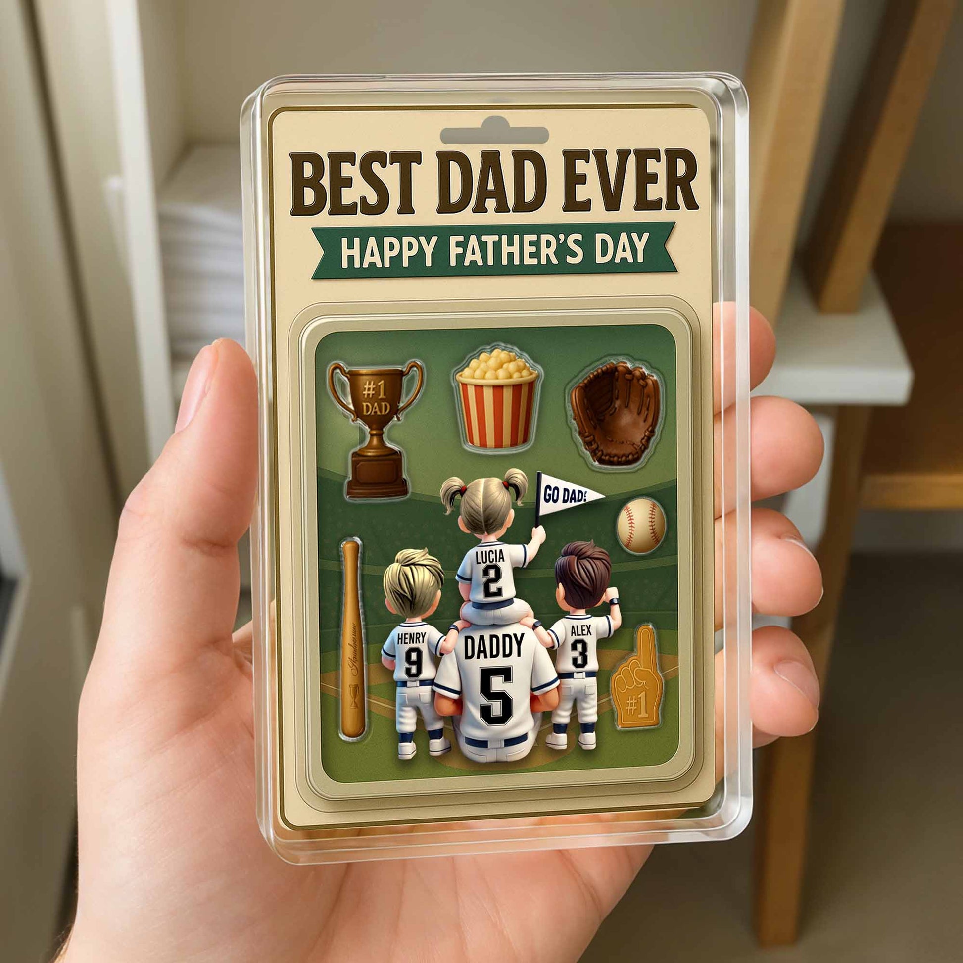 Best Dad Ever Happy Father's Day, Trophy and Baseball Glove