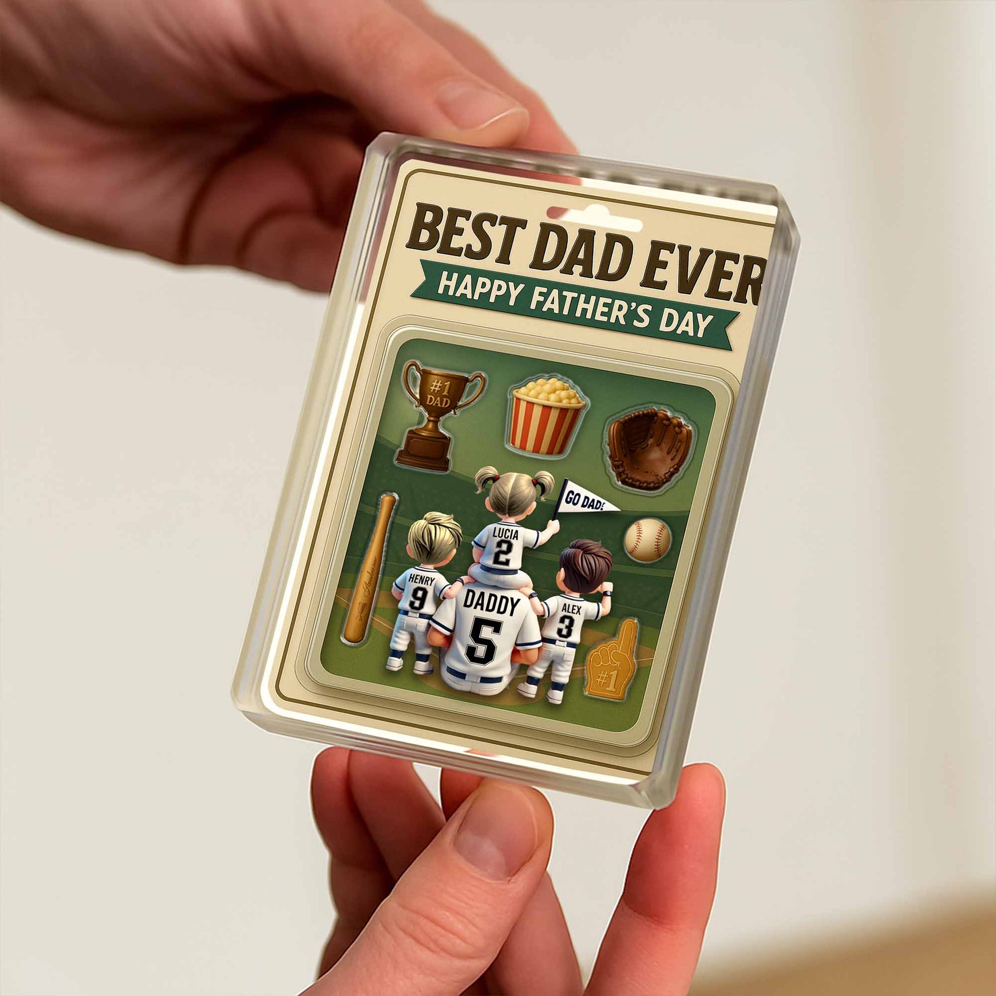 Best Dad Ever Happy Father's Day, Trophy and Baseball Glove