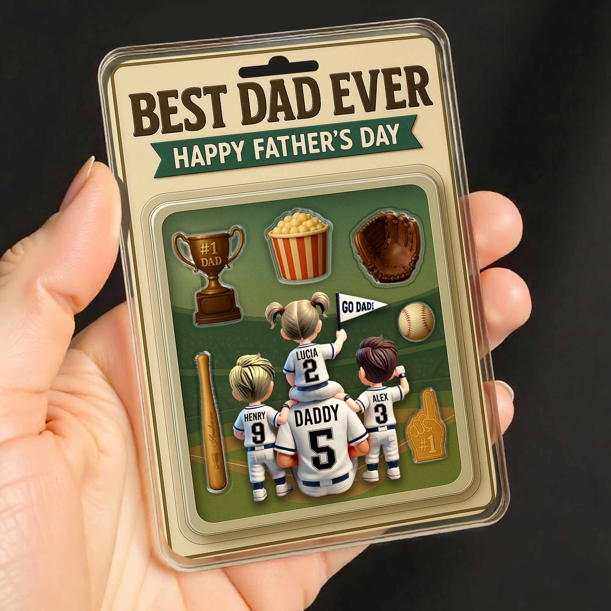 Best Dad Ever Happy Father's Day, Trophy and Baseball Glove