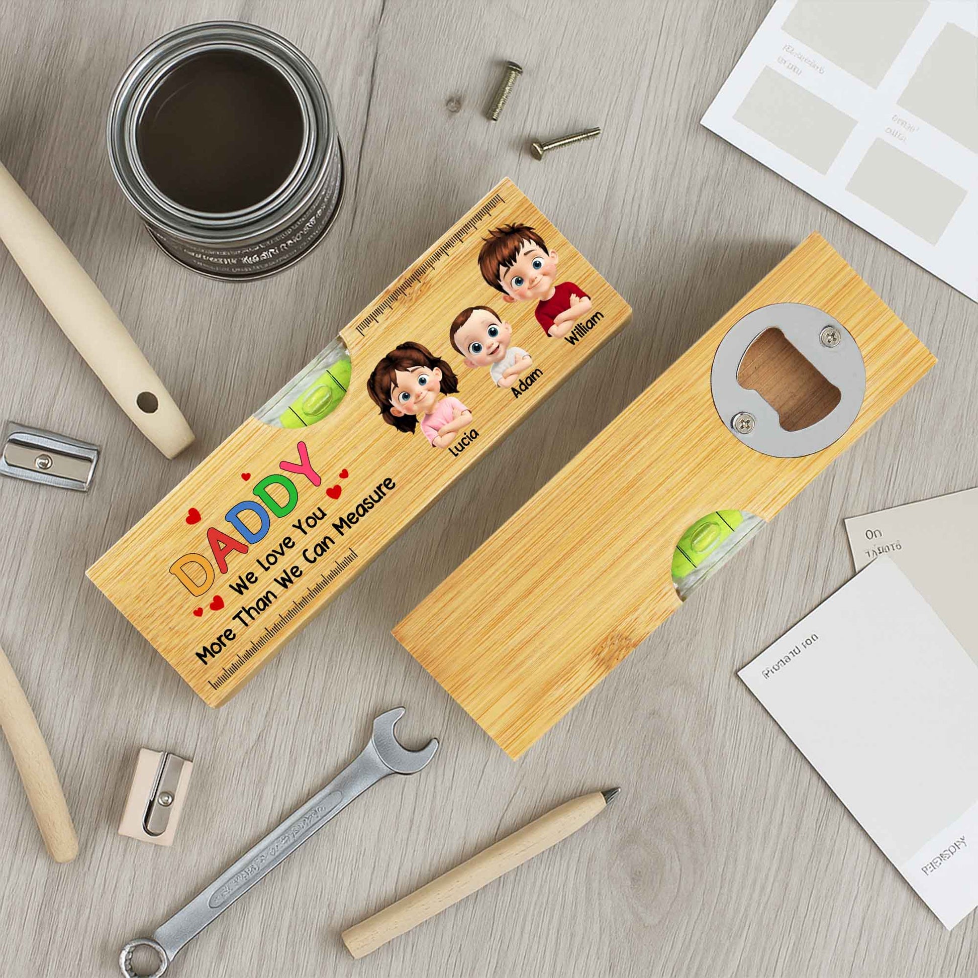 Daddy We Love You More Than We Can Measure, Spirit Level And Bottle Opener