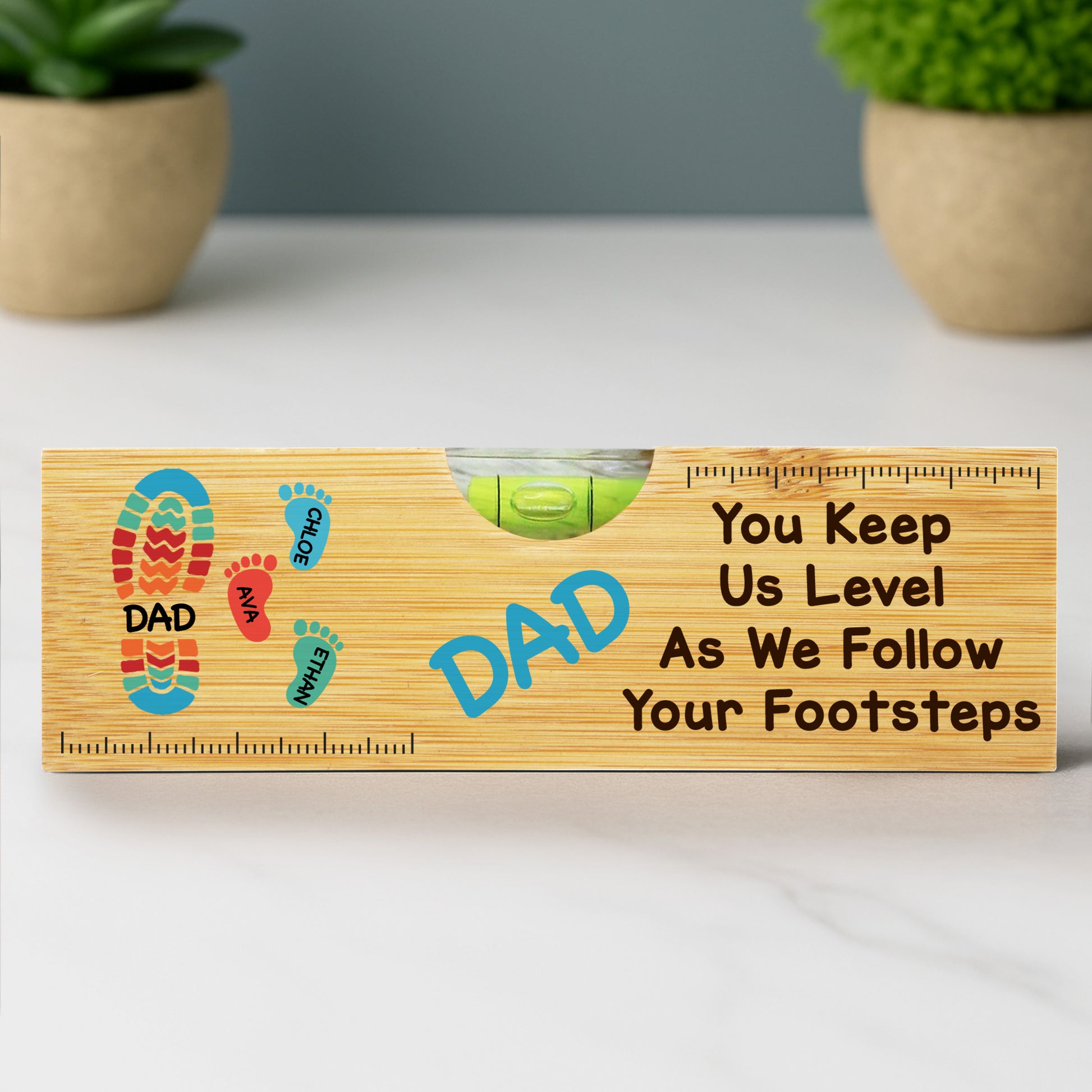 You Keep Us Level As We Follow Your Footsteps, Footprints And Spirit Level