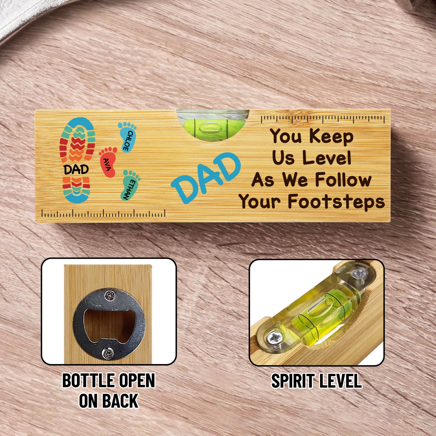 You Keep Us Level As We Follow Your Footsteps, Footprints And Spirit Level