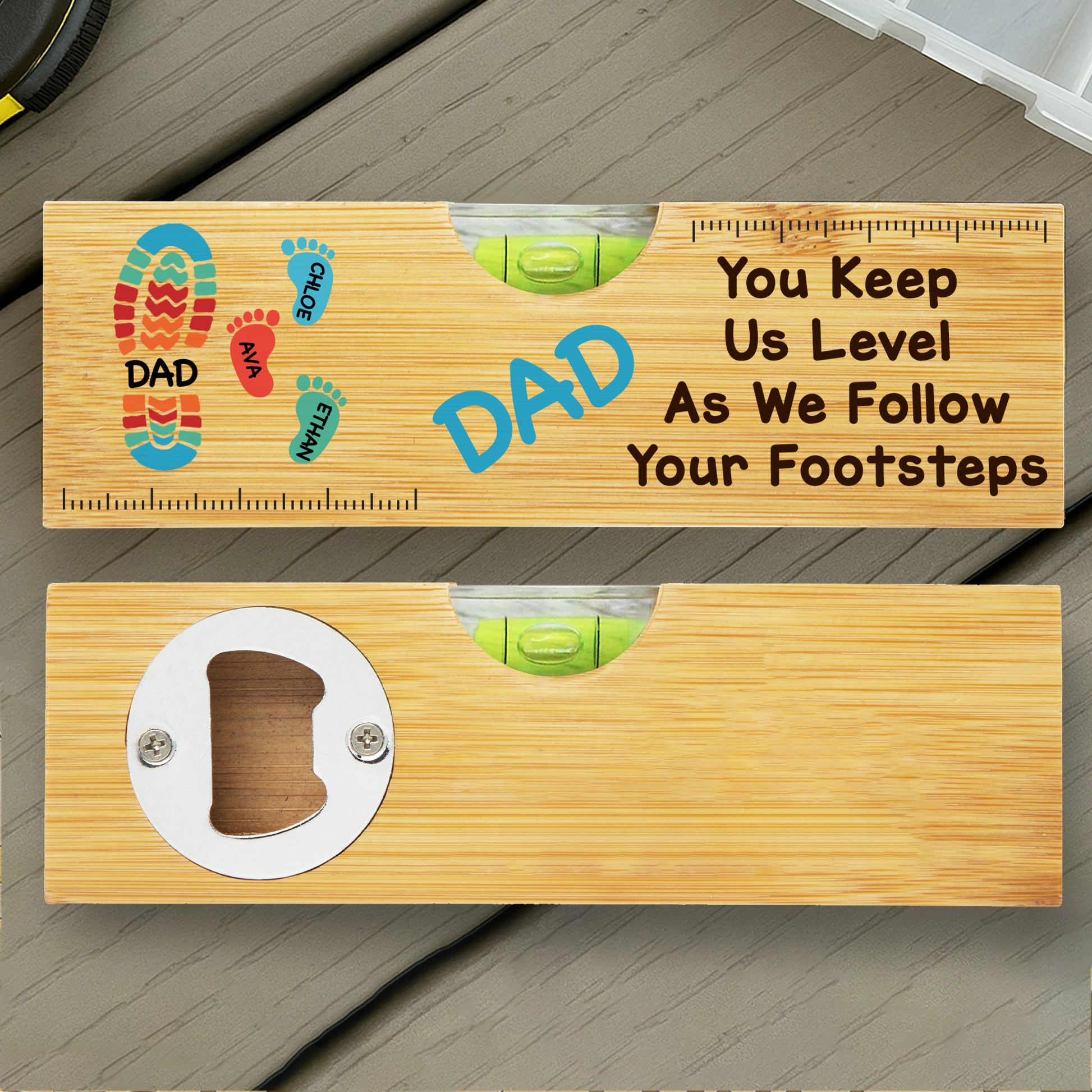 You Keep Us Level As We Follow Your Footsteps, Footprints And Spirit Level