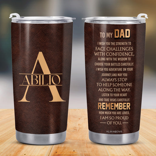 Custom Monogram On Elegant Leather Texture Tumbler