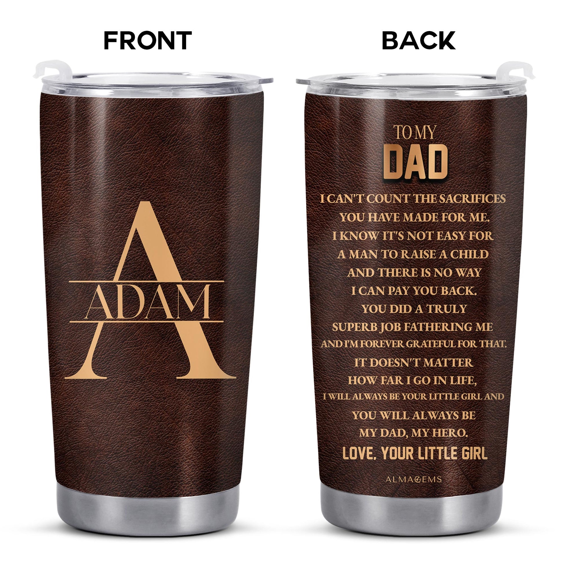 Heartfelt Message For Dad From Daughter On Stainless Steel Tumbler