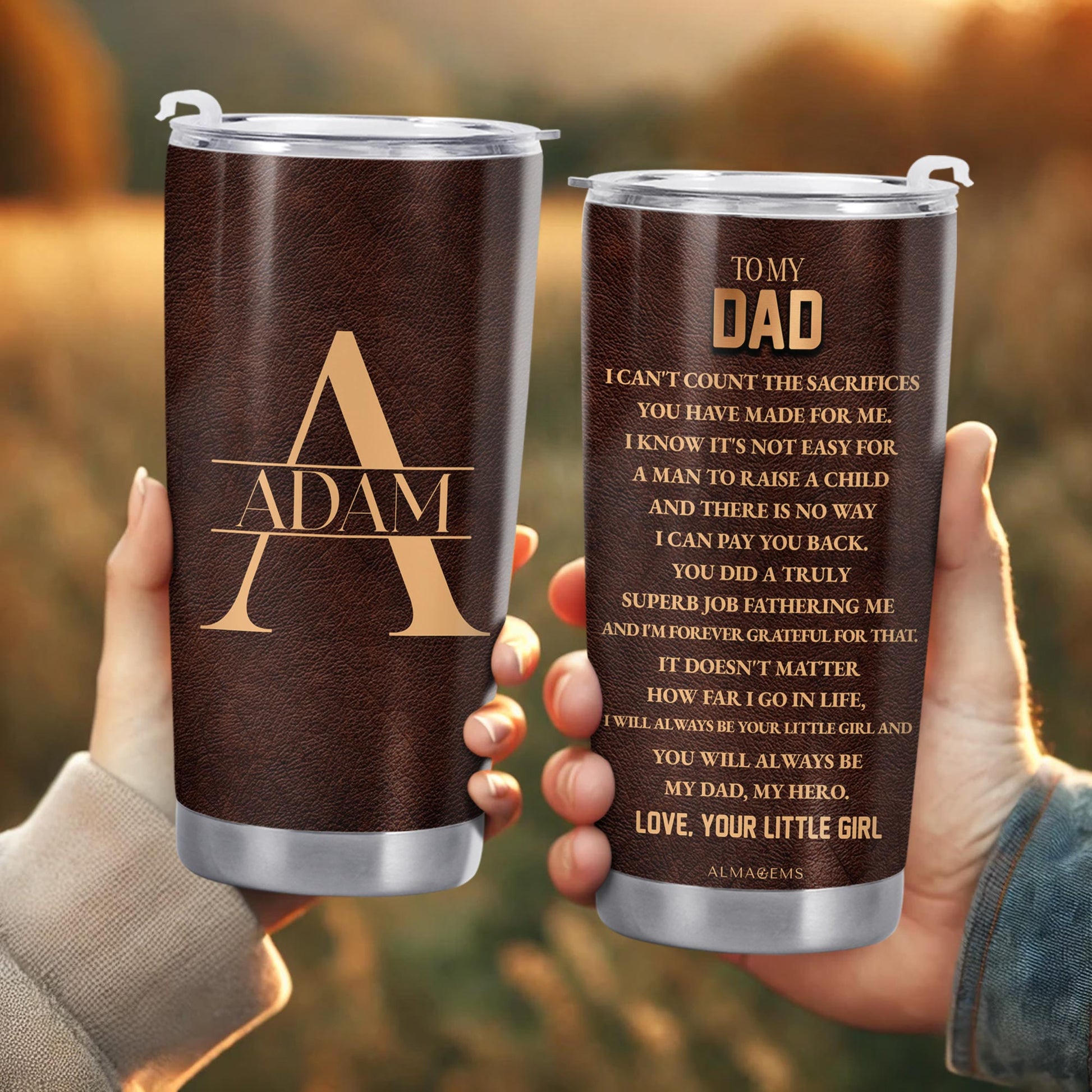 Heartfelt Message For Dad From Daughter On Stainless Steel Tumbler