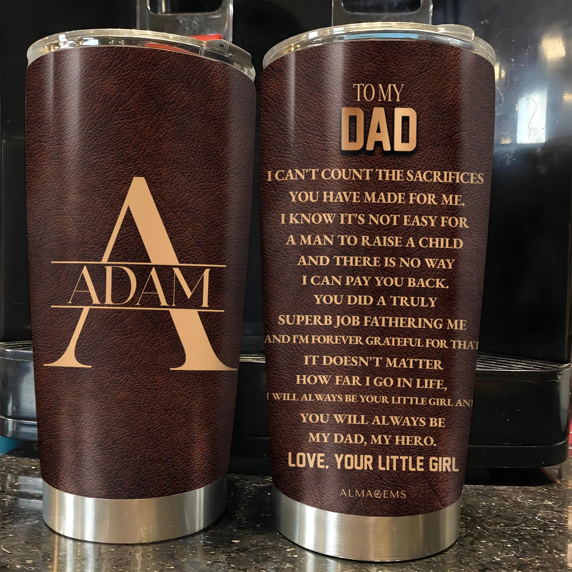 Heartfelt Message For Dad From Daughter On Stainless Steel Tumbler