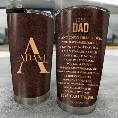 Heartfelt Message For Dad From Daughter On Stainless Steel Tumbler