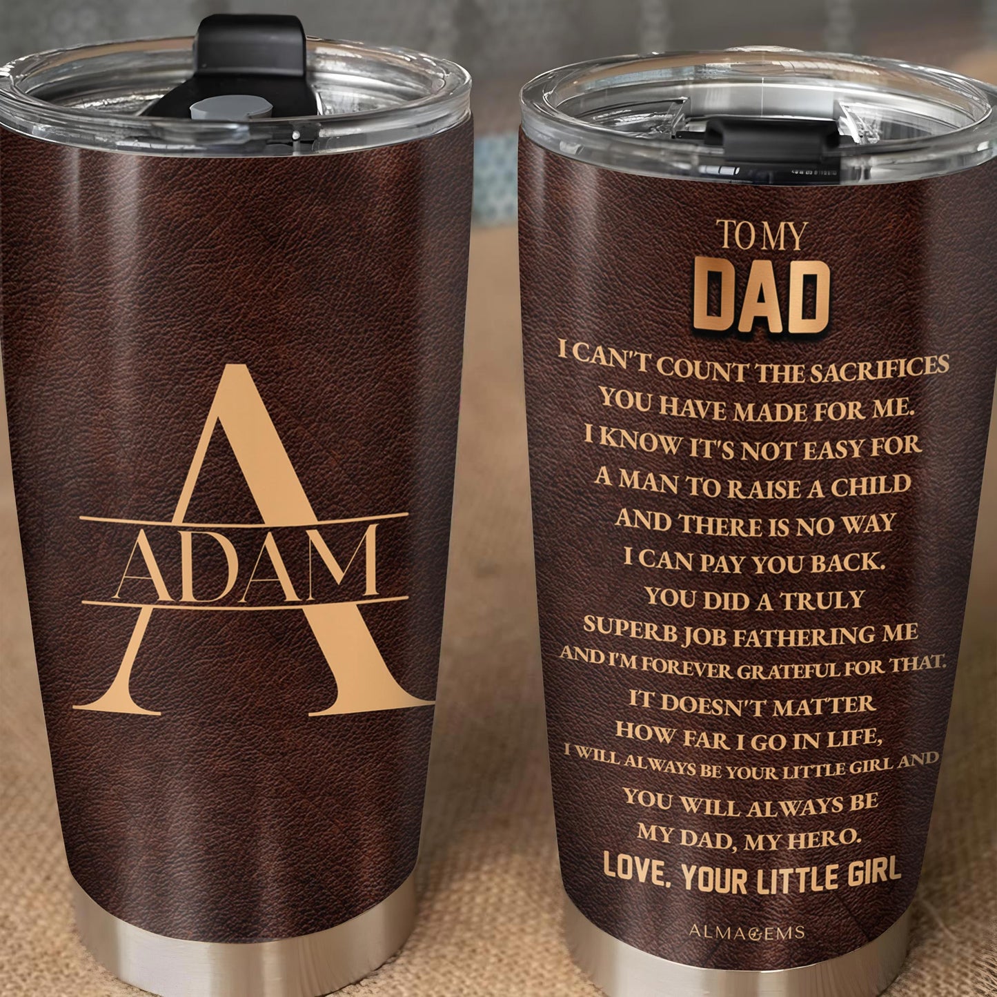 Heartfelt Message For Dad From Daughter On Stainless Steel Tumbler