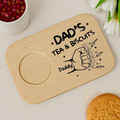 Dad's Tea & Biscuits, Cup Holder - Personalized Engraved Serving Board With Cup Holder - DAD012_WOBOE