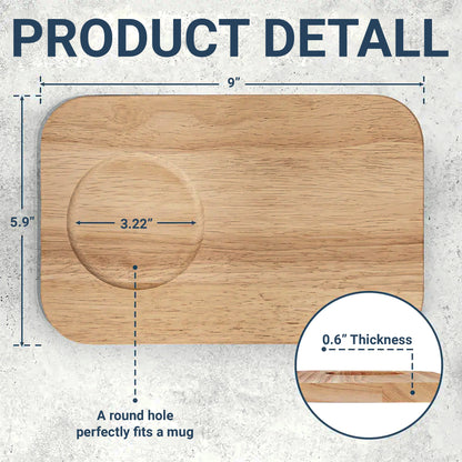 Dad's Tea & Biscuits, Cup Holder - Personalized Engraved Serving Board With Cup Holder - DAD012_WOBOE