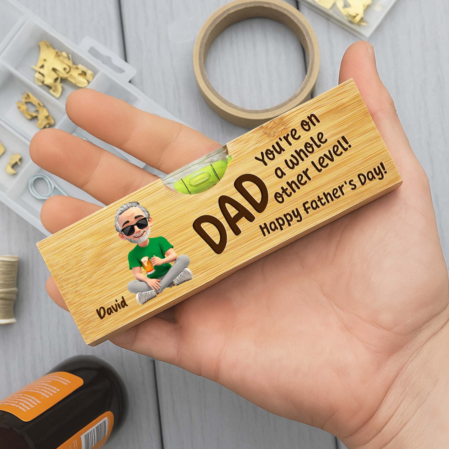 You're On A Whole Other Level! Happy Father's Day, Spirit Level And Bottle Opener