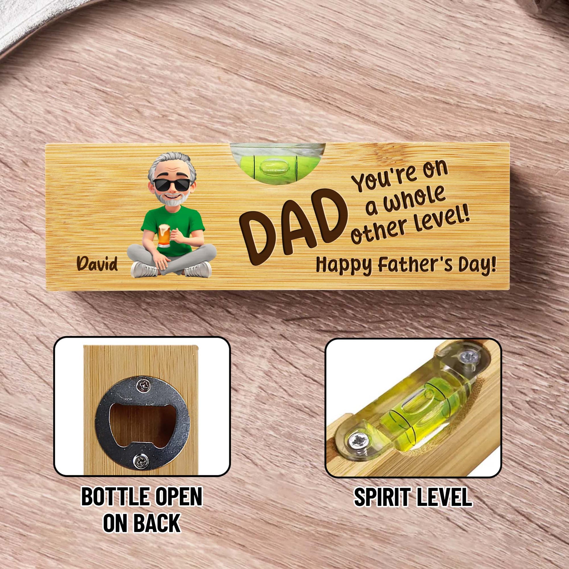 You're On A Whole Other Level! Happy Father's Day, Spirit Level And Bottle Opener