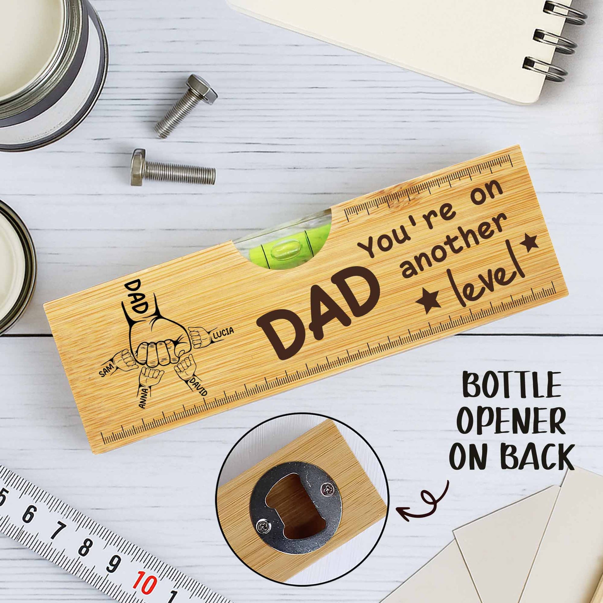 You're On Another Level, Fist Bump, Spirit Level and Bottle Opener