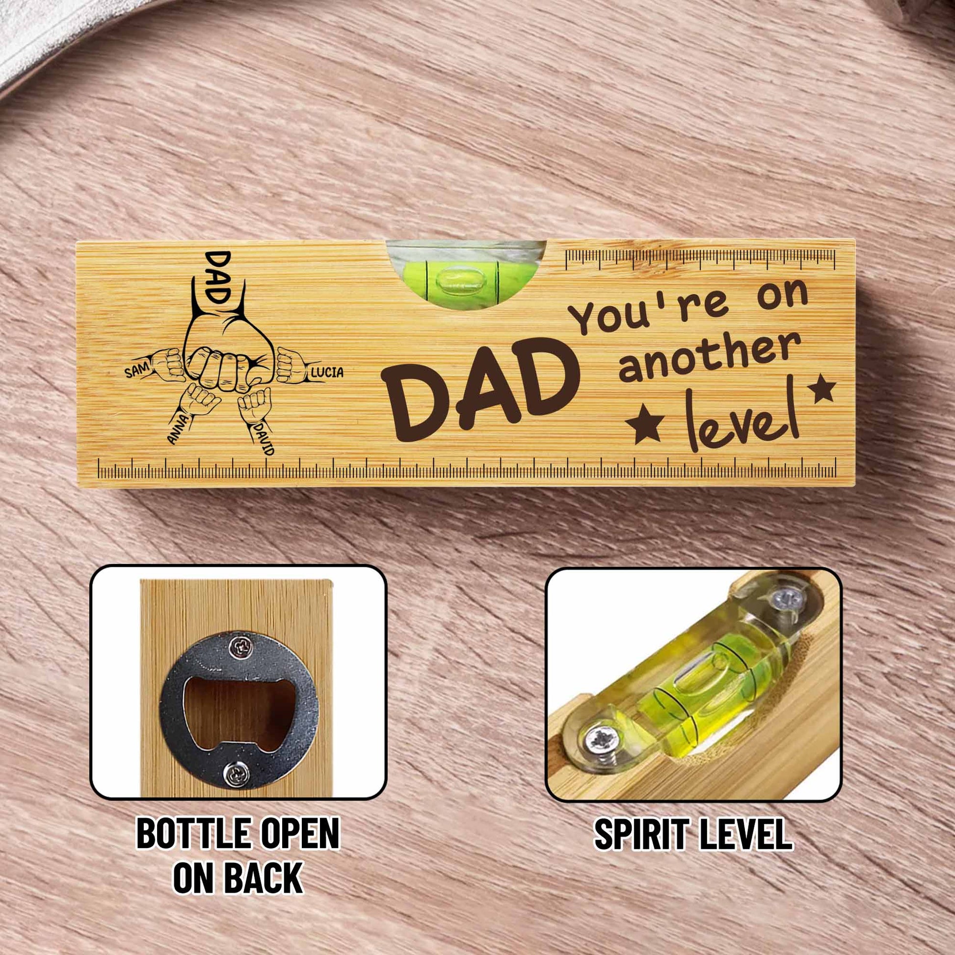 You're On Another Level, Fist Bump, Spirit Level and Bottle Opener