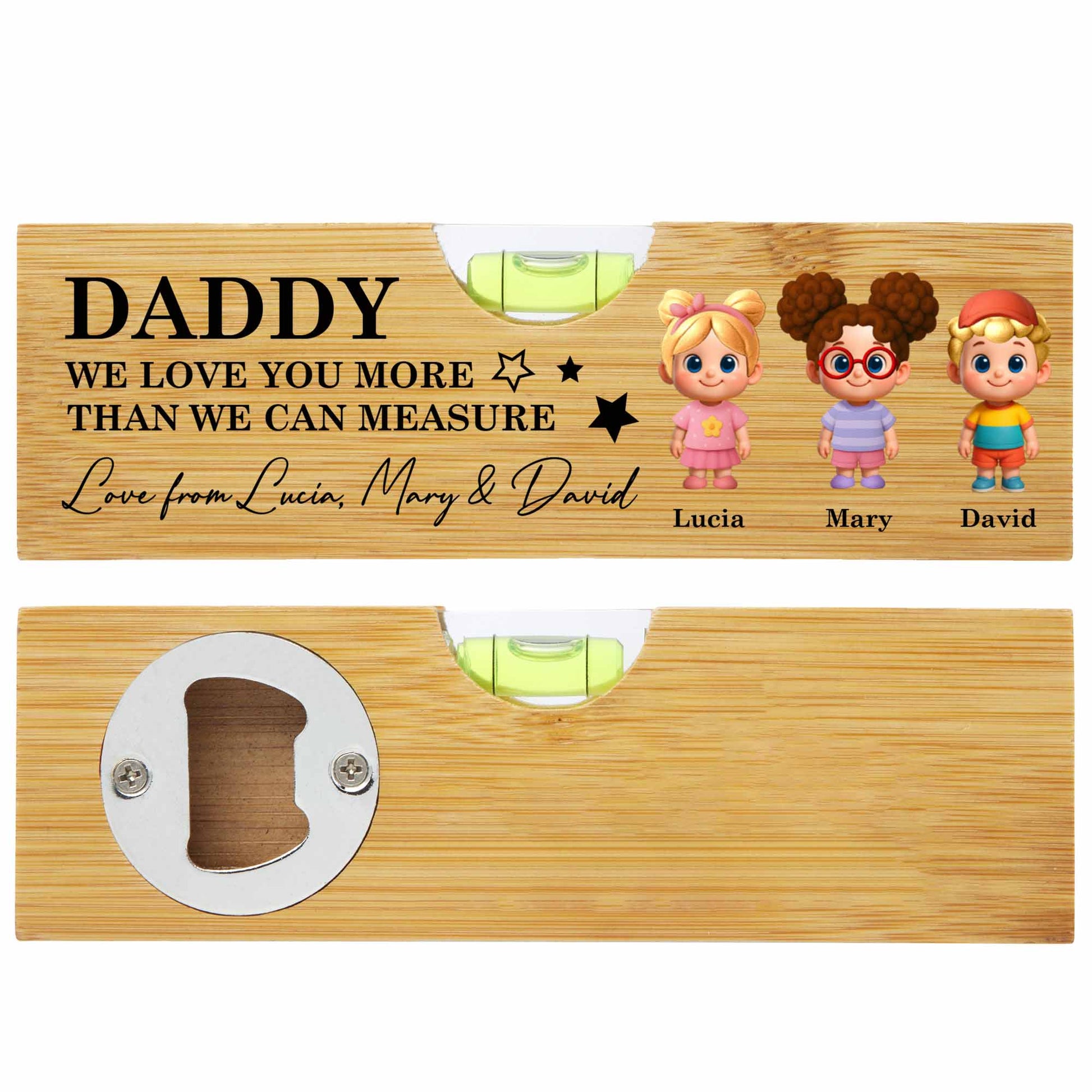 Daddy We Love You More Than We Can Measure, Spirit Level With Cartoon Figures