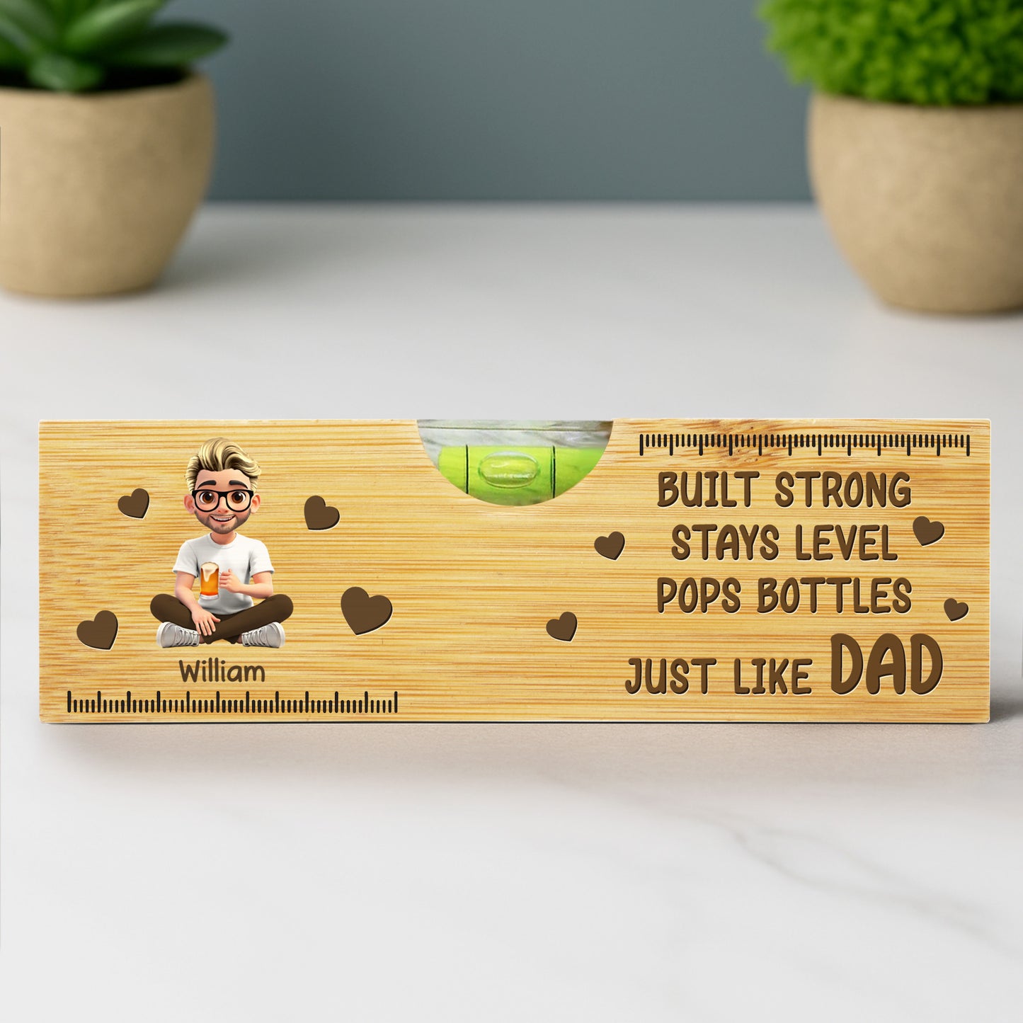 Built Strong Stays Level Pops Bottles Just Like Dad