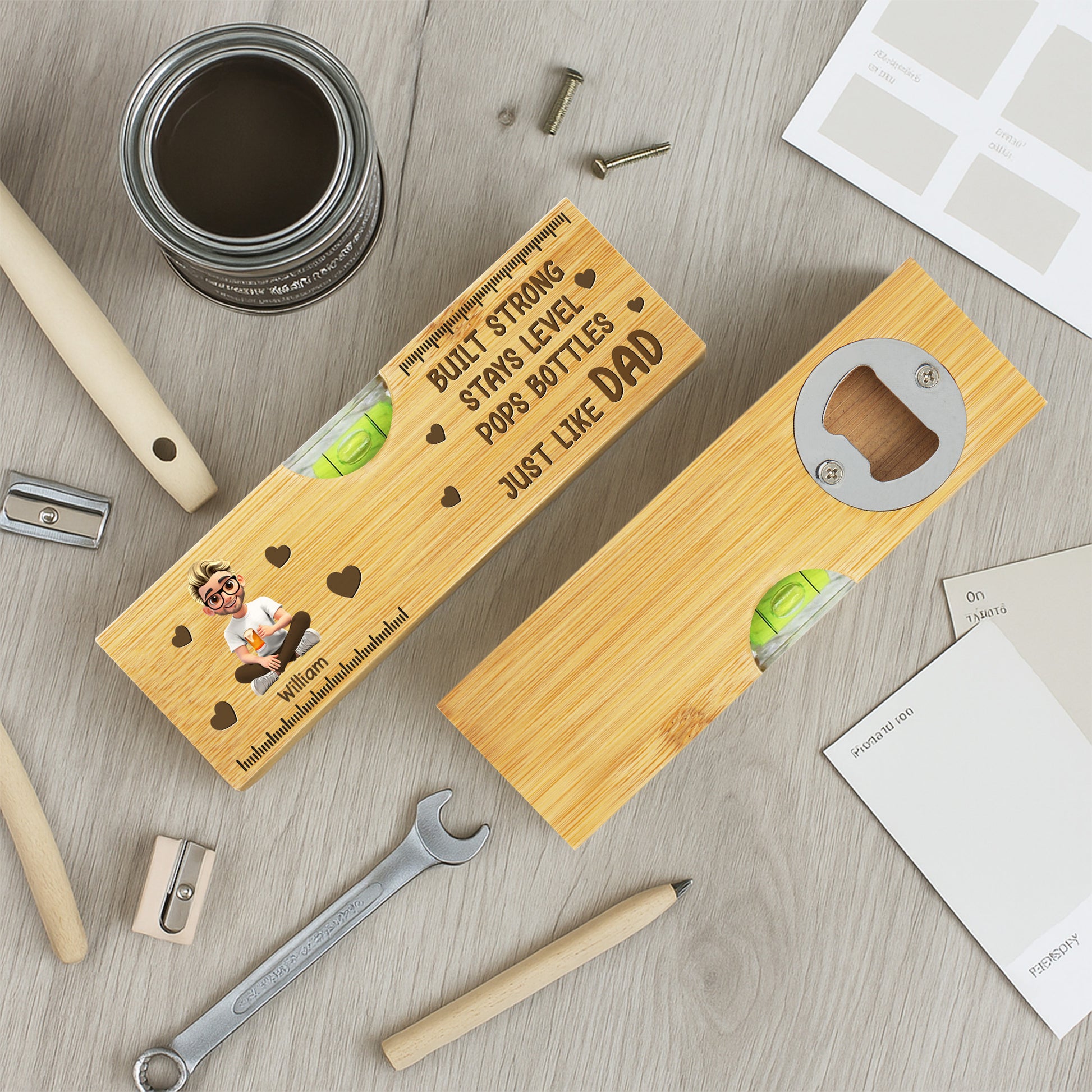 Built Strong Stays Level Pops Bottles Just Like Dad