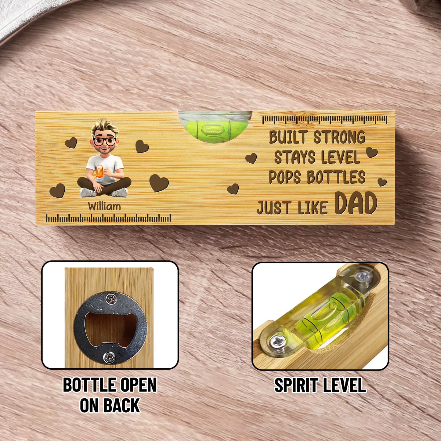 Built Strong Stays Level Pops Bottles Just Like Dad