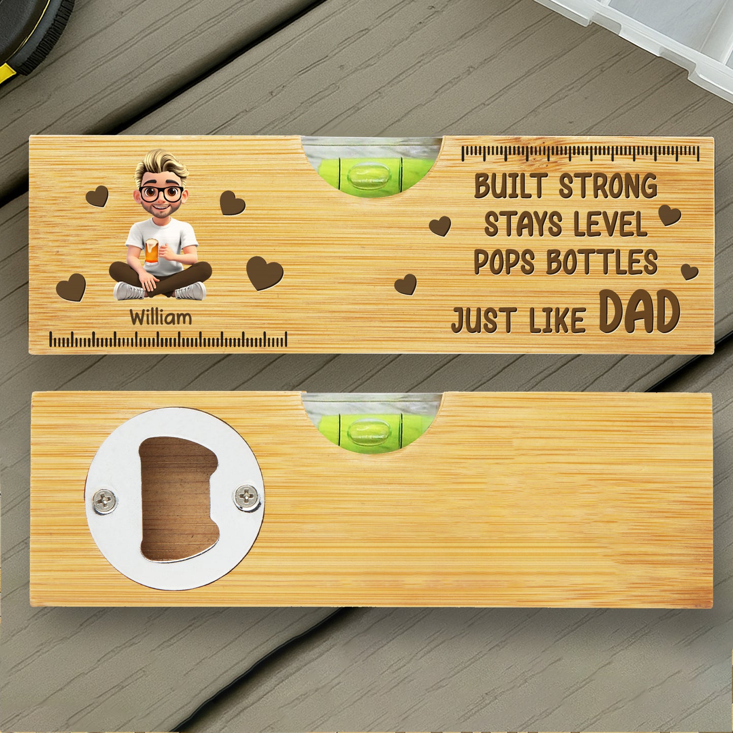 Built Strong Stays Level Pops Bottles Just Like Dad
