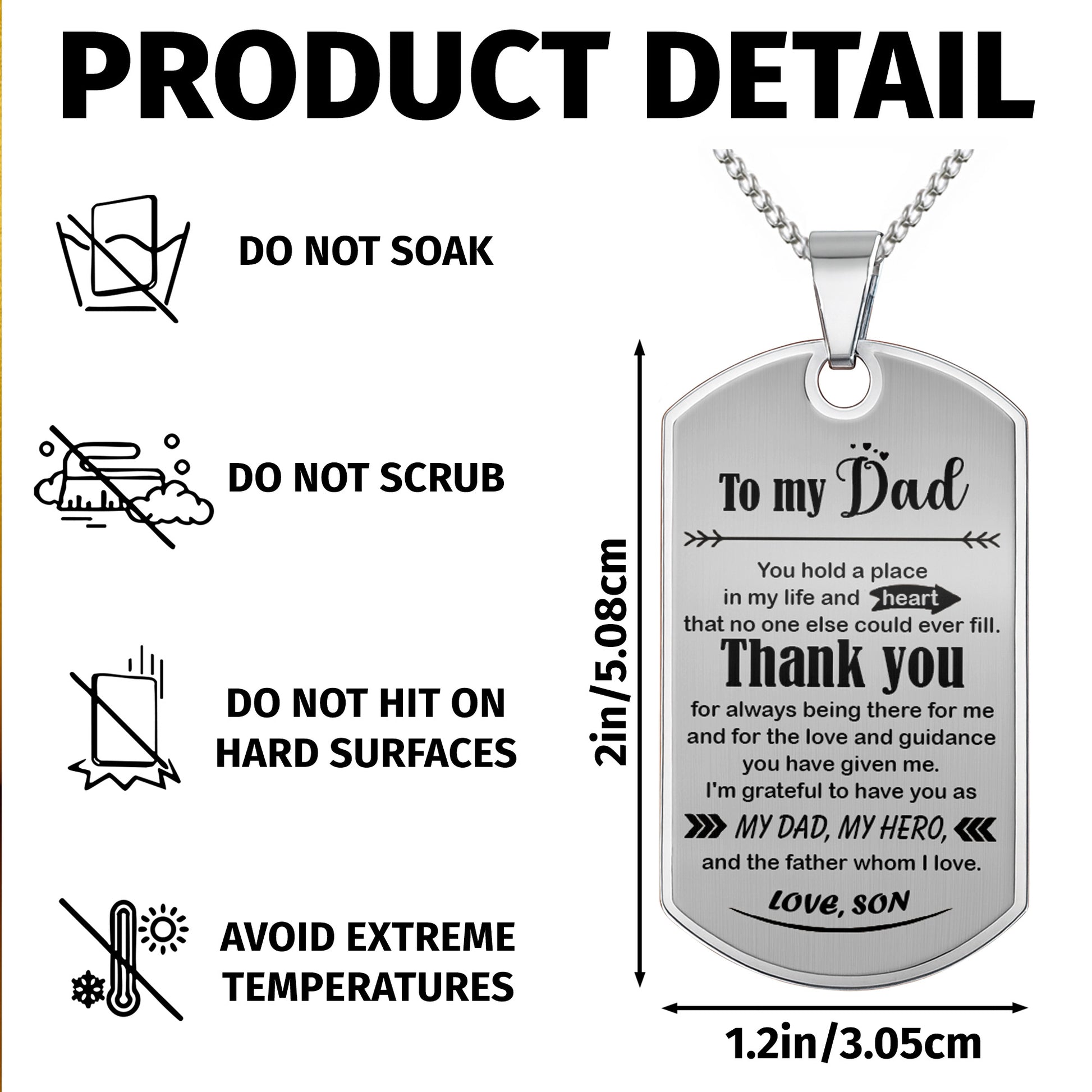 To My Dad, Thank You, My Hero Dog Tag