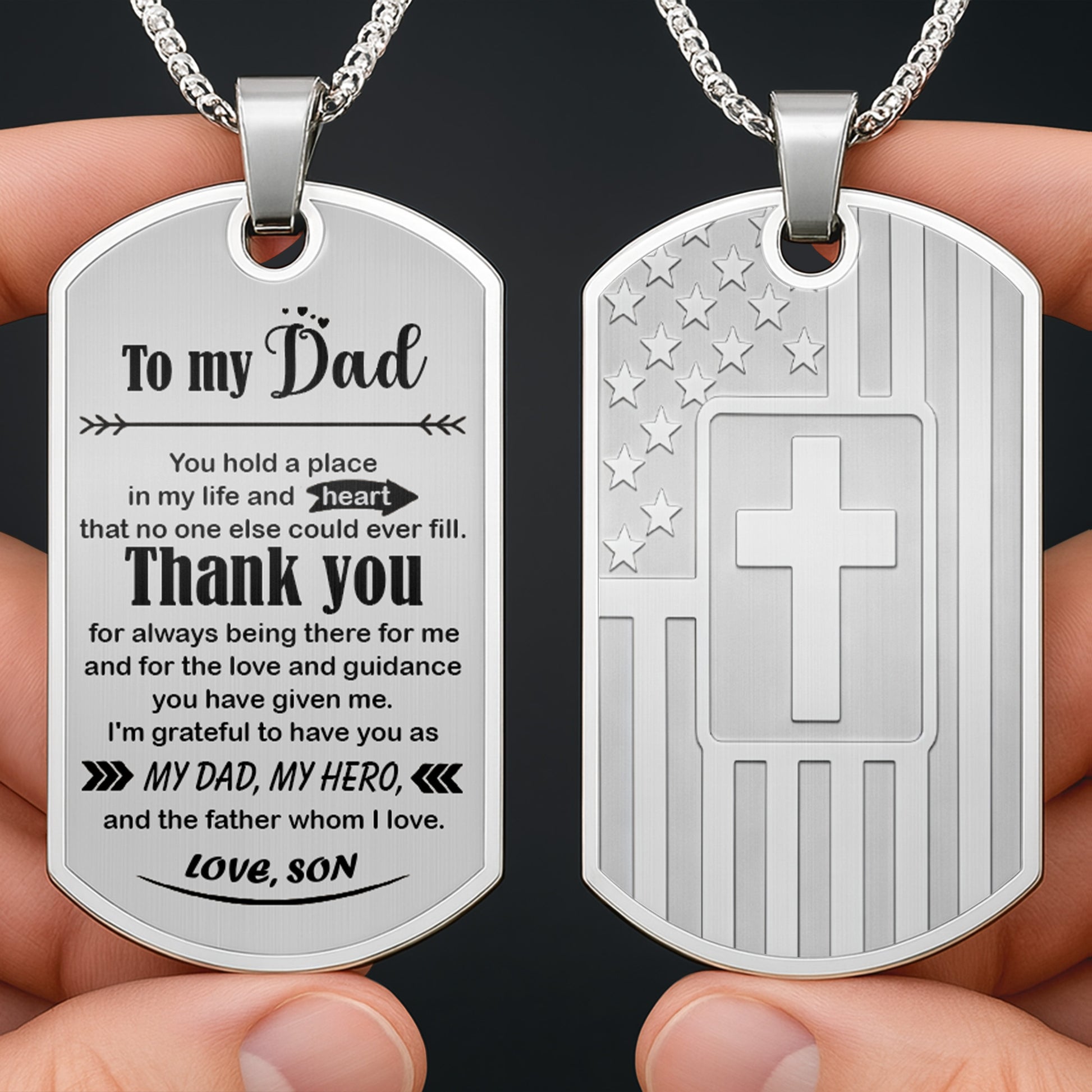 To My Dad, Thank You, My Hero Dog Tag
