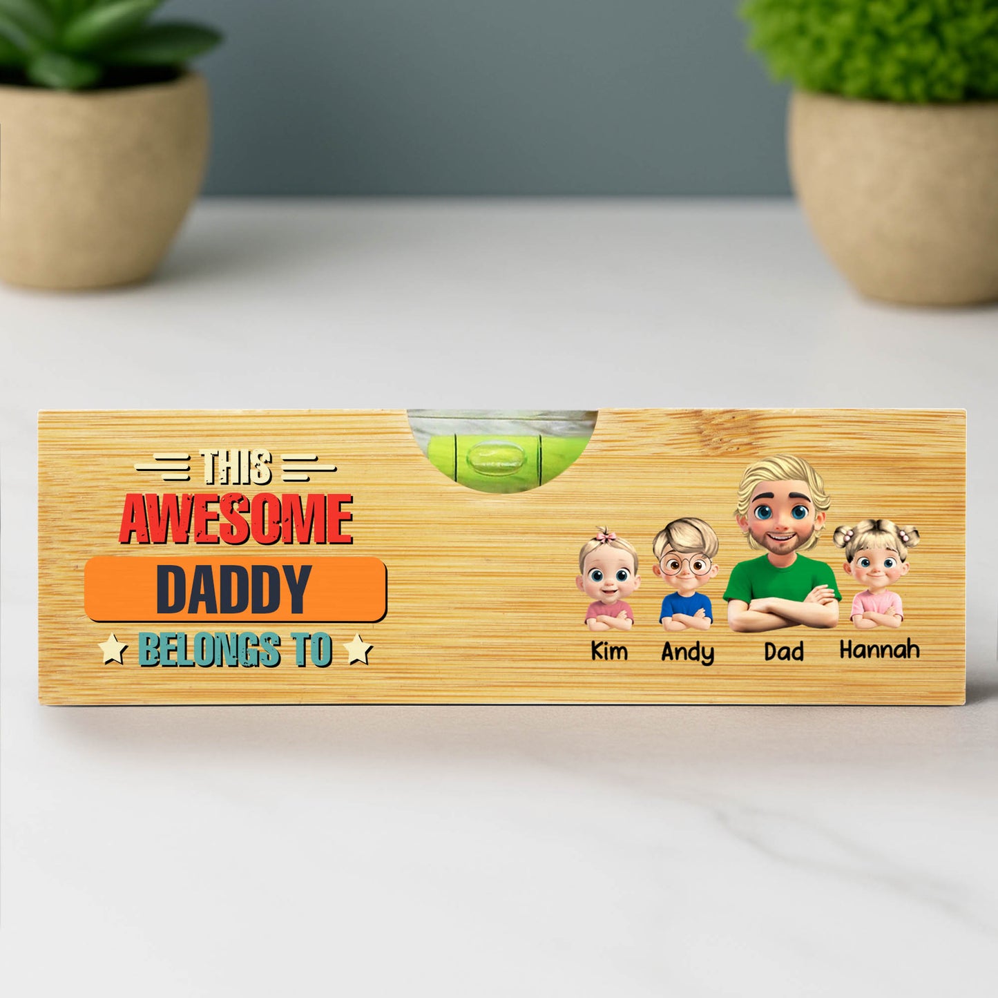 This Awesome Daddy Belongs To, Cartoon Family, Spirit Level, Bottle Opener