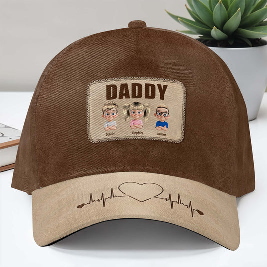Classic Cap With Portrait Patch And Heartbeat Design