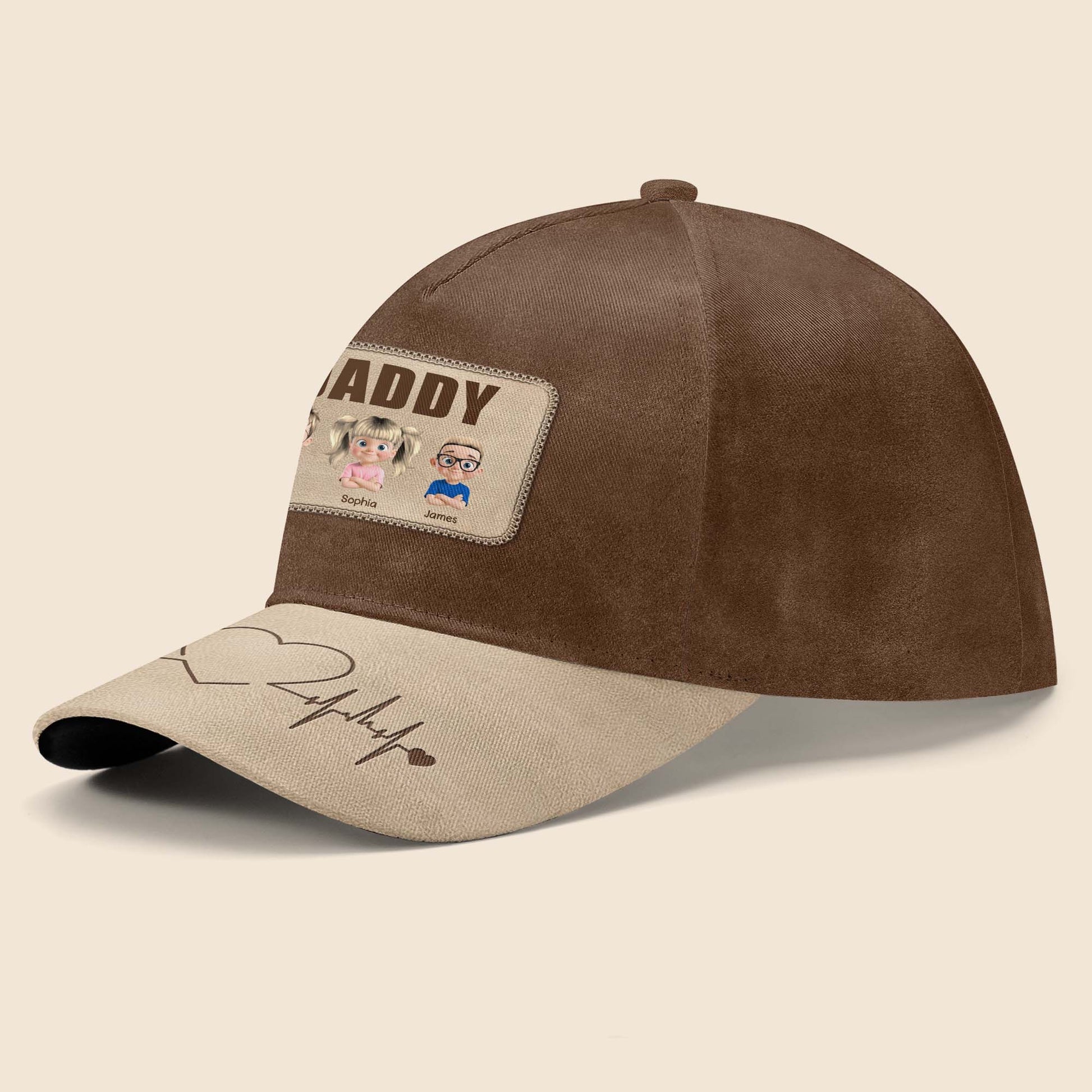 Classic Cap With Portrait Patch And Heartbeat Design