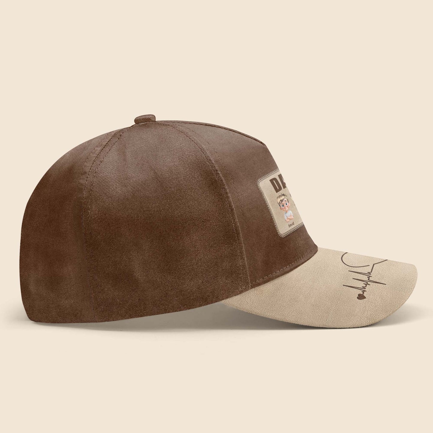 Classic Cap With Portrait Patch And Heartbeat Design