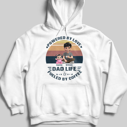 Powered By Love, Dad Life Fueled By Coffee, Cartoon Characters