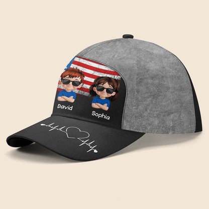 Best Dad Ever, American Flag and Cartoon Children