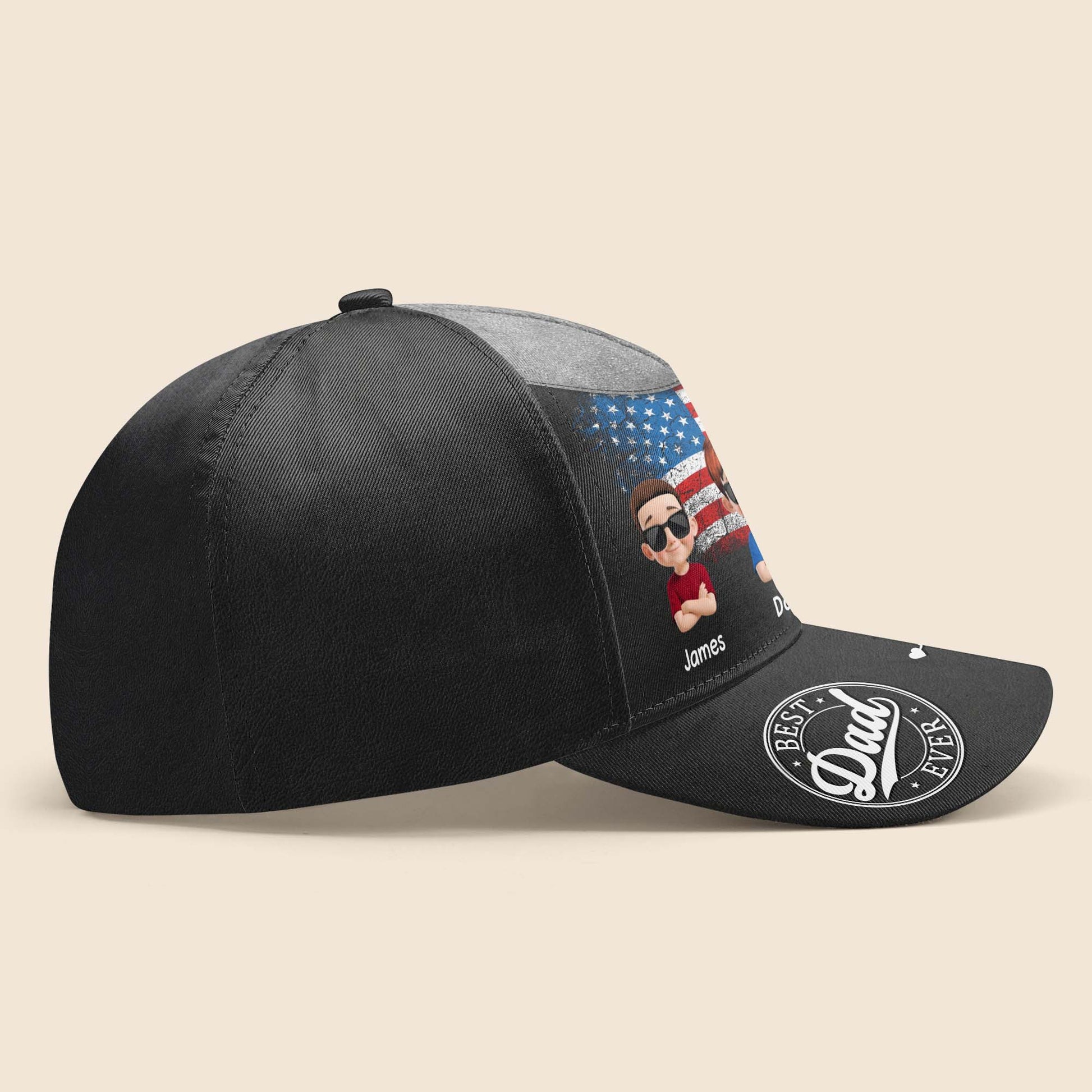 Best Dad Ever, American Flag and Cartoon Children