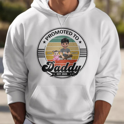 Promoted To Daddy Est. 2025, Man Sitting With Baby And Stars