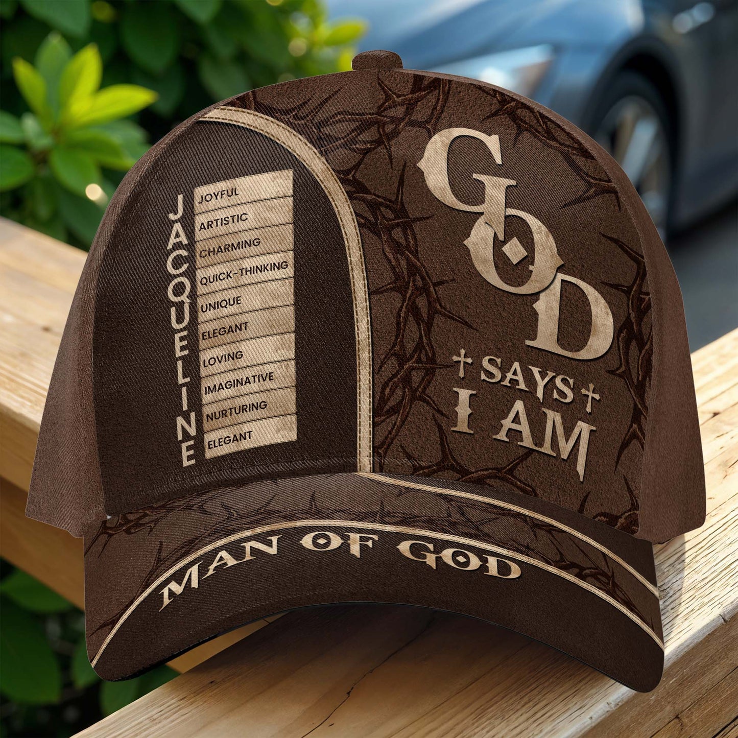 God Says I Am Man Of God, Cross And Leaves - Personalized Classic Cap - DAD056_CCAP