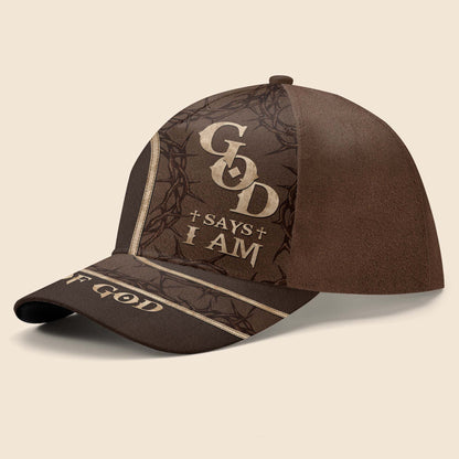 God Says I Am Man Of God, Cross And Leaves - Personalized Classic Cap - DAD056_CCAP