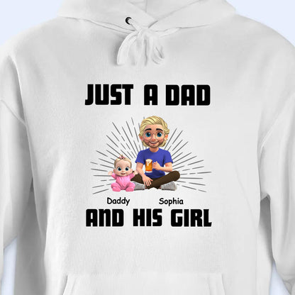 Juste un papa et sa fille, papa et sa fille de dessin animé - T-shirt unisexe personnalisé, sweat à capuche - DAD057_WBAS