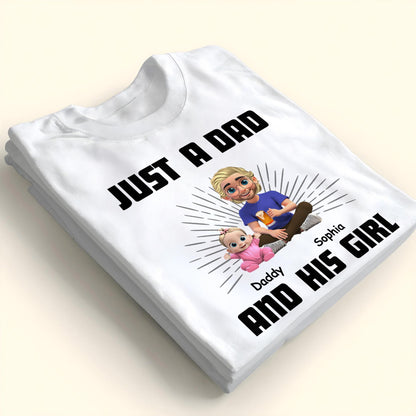 Juste un papa et sa fille, papa et sa fille de dessin animé - T-shirt unisexe personnalisé, sweat à capuche - DAD057_WBAS