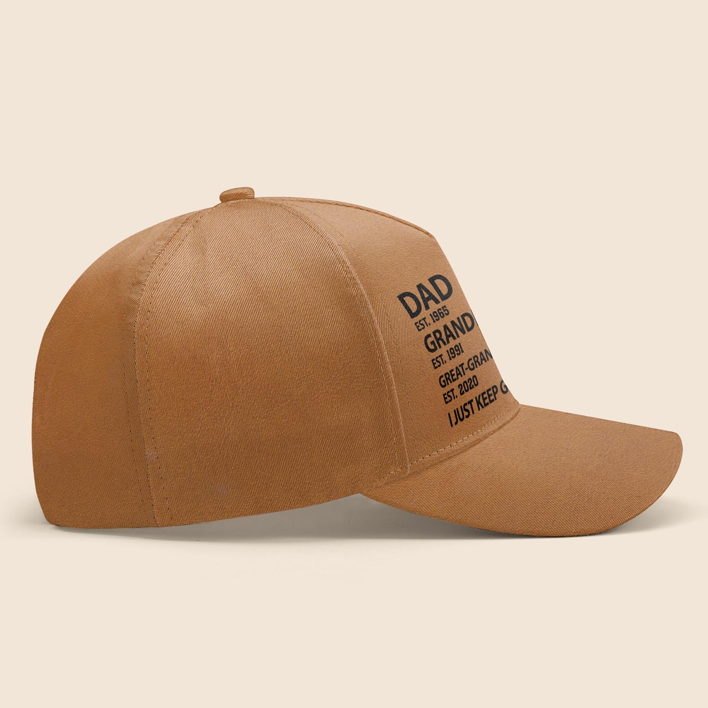 Dad Est. 1983 Grandpa Est. 2002 Great-Grandpa Est. 2047 I Just Keep Getting Better, Cartoon Character - Personalized Classic Cap - DAD063_CCAP