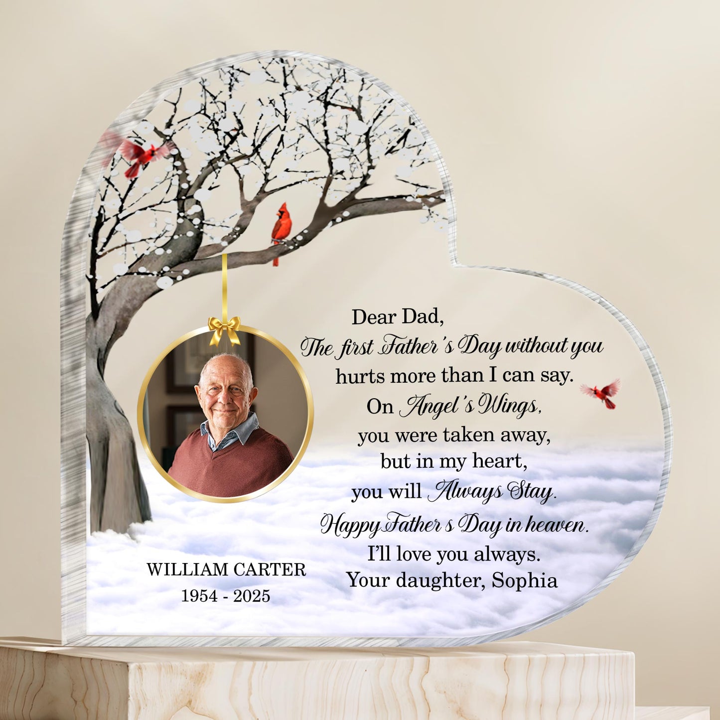 Dear Dad, The First Father's Day Without You, Cardinal Birds, Winter Tree