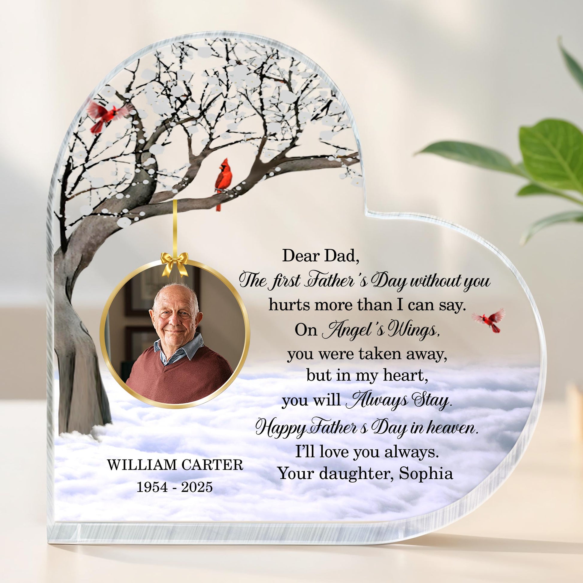 Dear Dad, The First Father's Day Without You, Cardinal Birds, Winter Tree