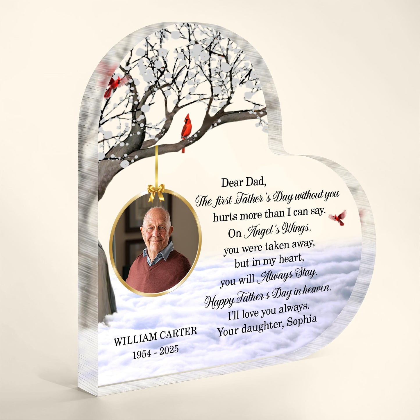Dear Dad, The First Father's Day Without You, Cardinal Birds, Winter Tree