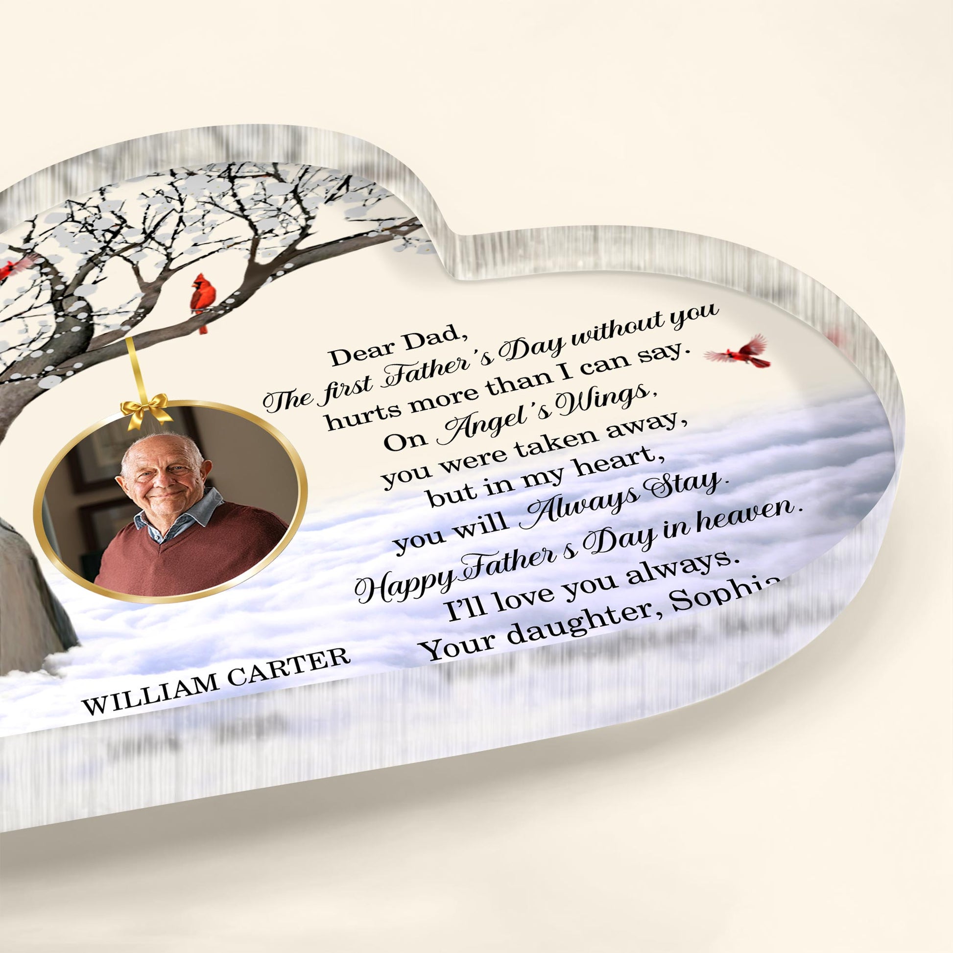 Dear Dad, The First Father's Day Without You, Cardinal Birds, Winter Tree