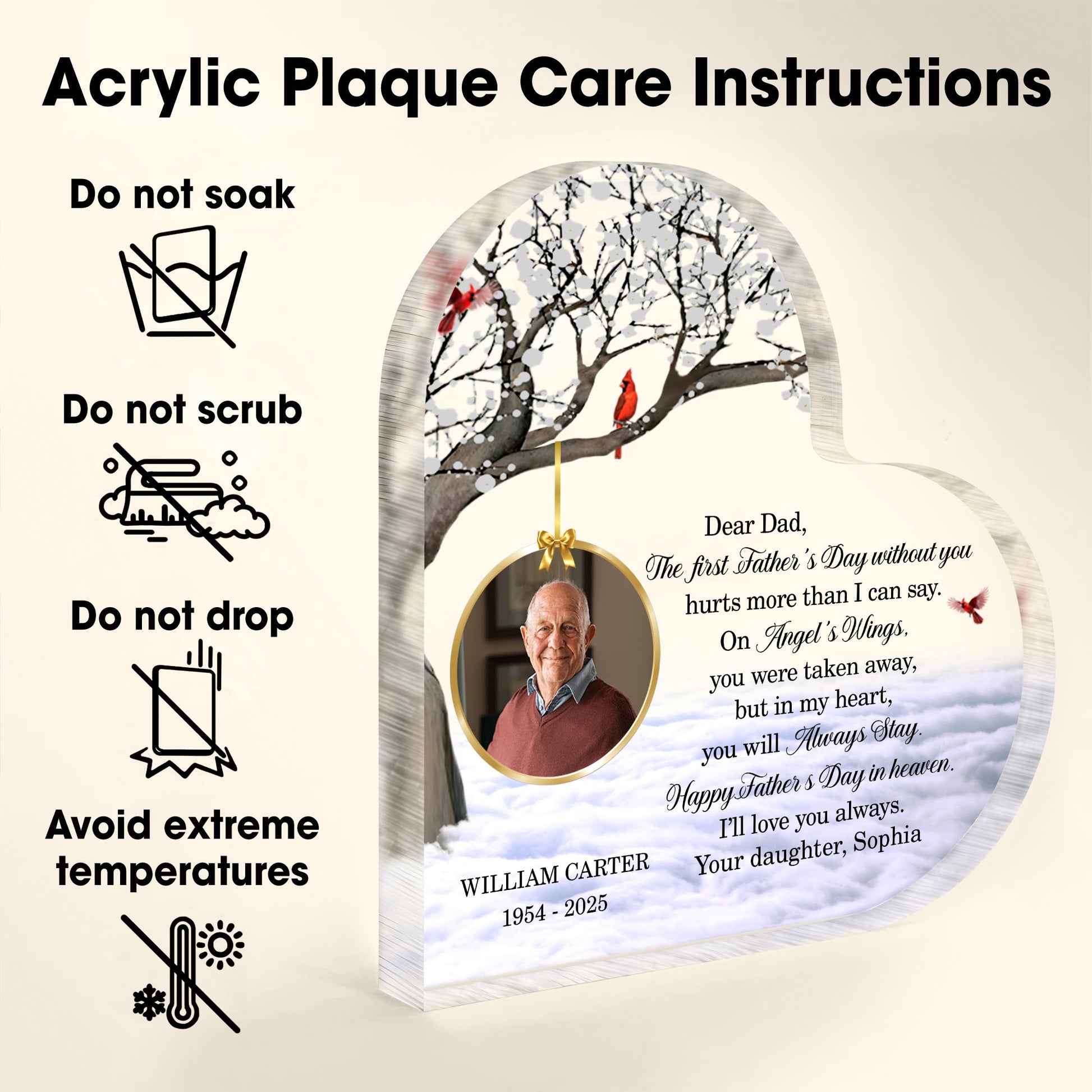 Dear Dad, The First Father's Day Without You, Cardinal Birds, Winter Tree