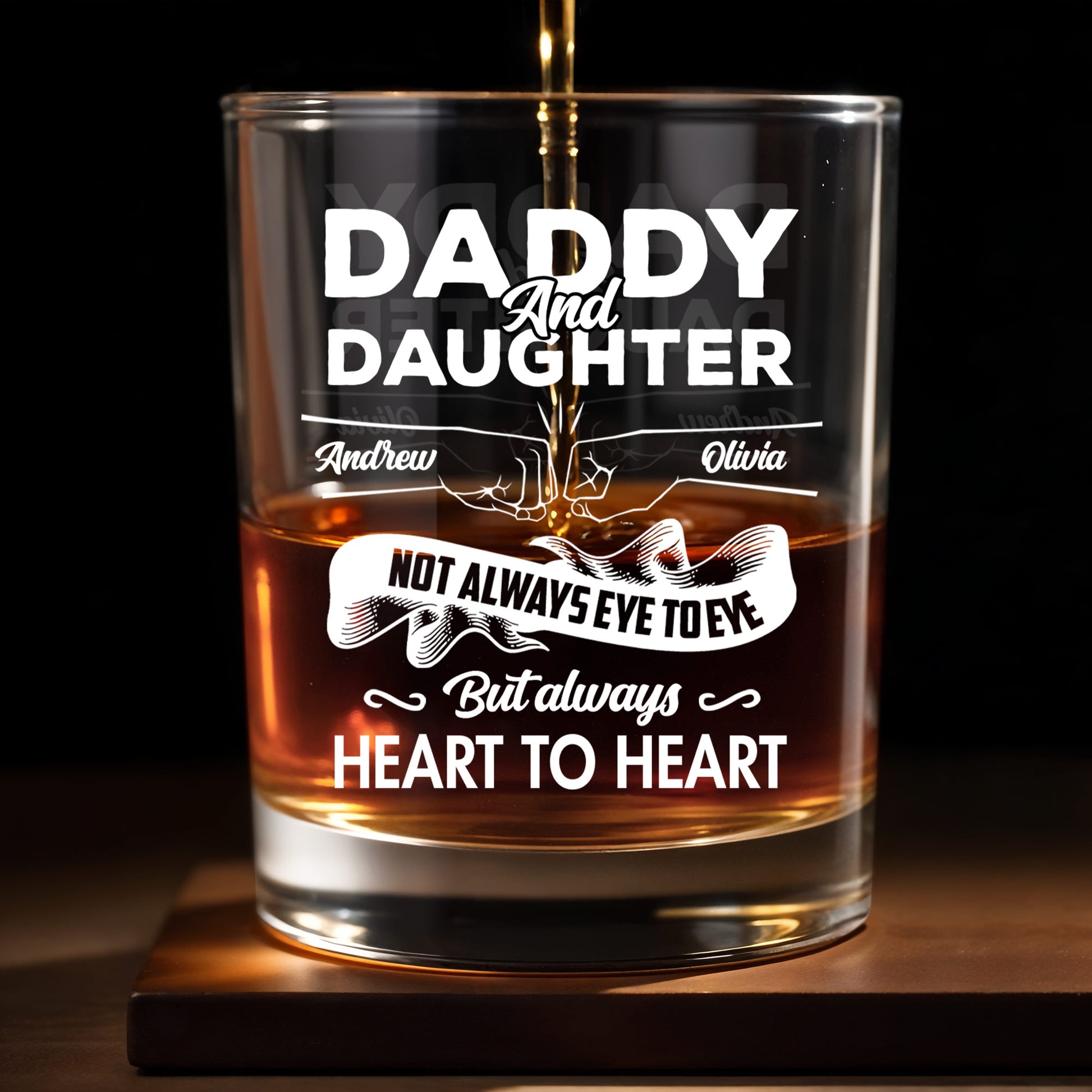 Daddy And Daughter, Not Always Eye To Eye But Always Heart To Heart, Hearts and Handshake