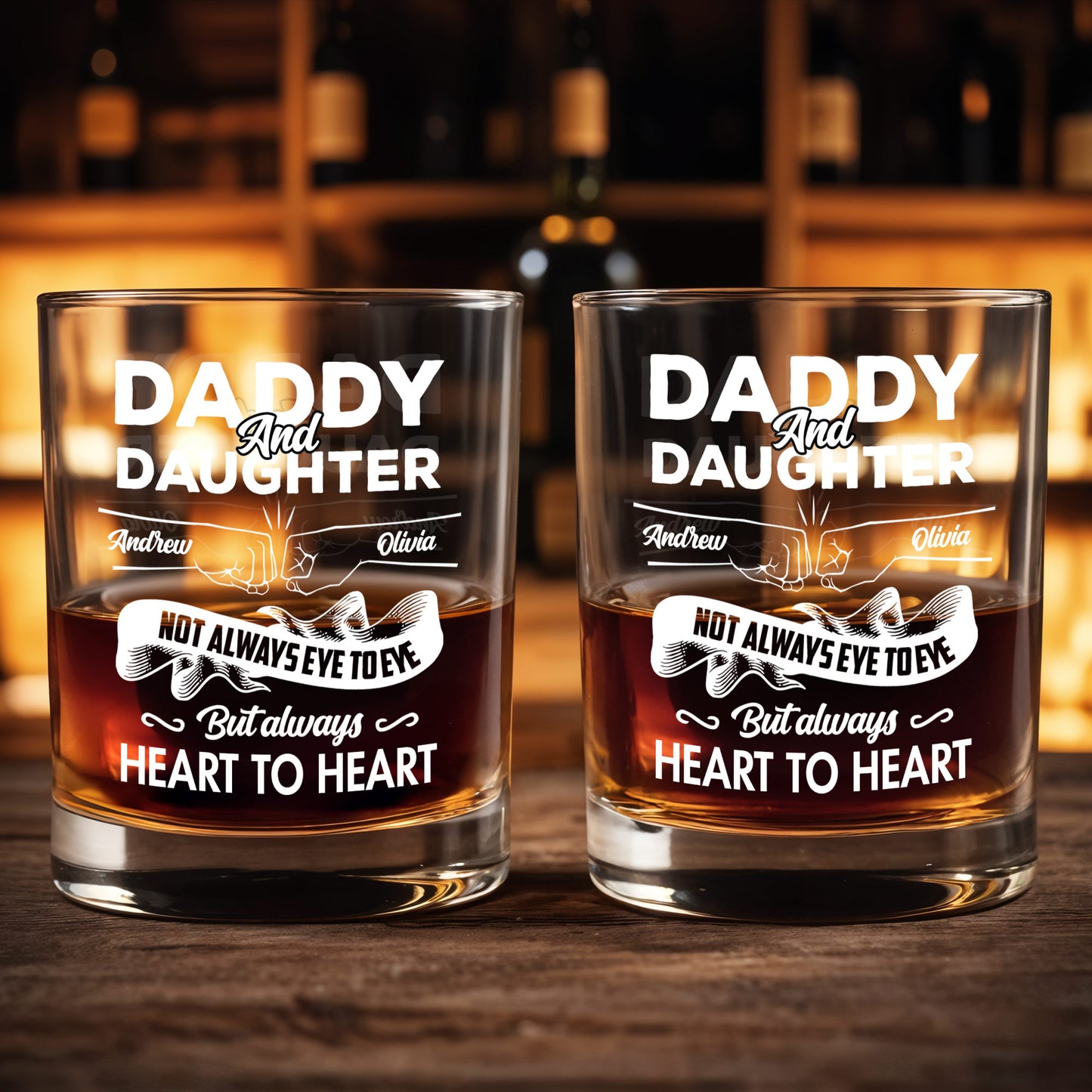 Daddy And Daughter, Not Always Eye To Eye But Always Heart To Heart, Hearts and Handshake