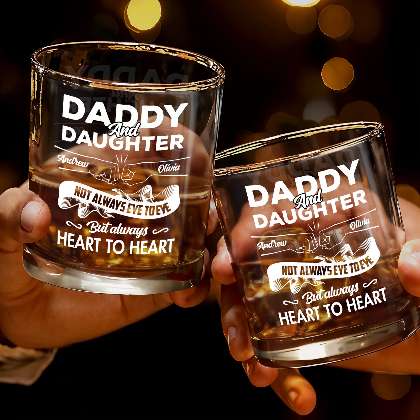 Daddy And Daughter, Not Always Eye To Eye But Always Heart To Heart, Hearts and Handshake